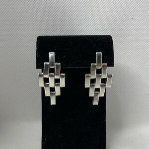 Teocalli Made in Mexico Sterling Silver Watch Link Splicing Earrings